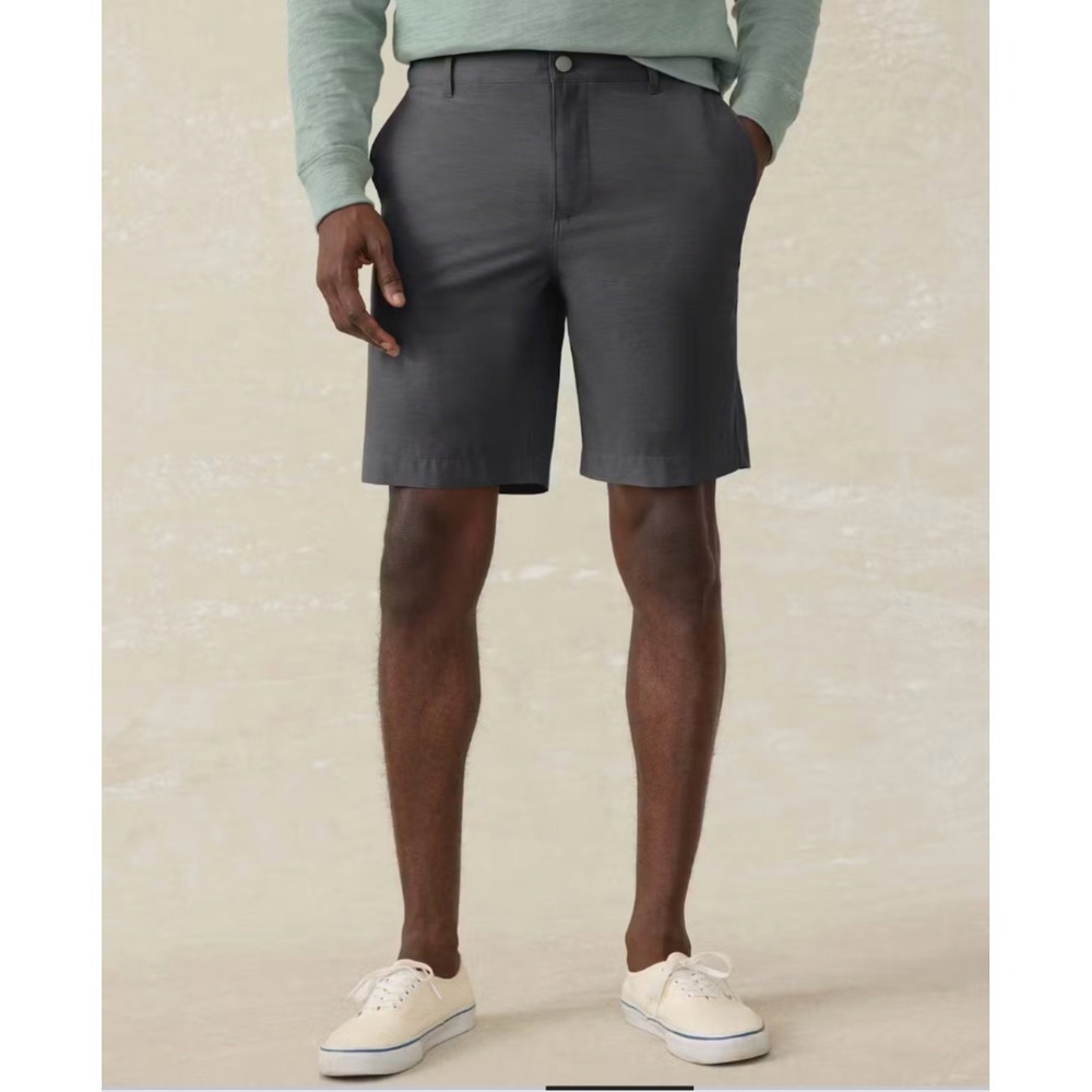 Faherty All Day 9 Inch Shorts Mens 31 Gray Stretch Chino Golf Casual Summer